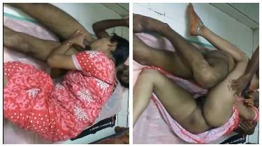 गाउन पहनी तेलुगु बीवी ने आंड पकड़कर चूसा पति का लंड