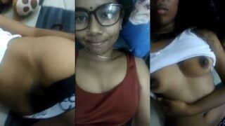 नर्ड टाइप की चश्मिश साउथ इंडियन लड़की ने बनाया खुद का सेल्फी सेक्सी वीडियो