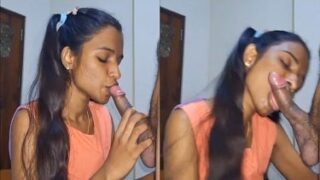 बड़े चाव से लंड का लॉलीपॉप चुसती इंडियन लड़की