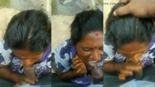 देहाती तमिल औरत के मुंह में लंड झाड़ डाला