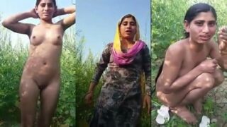 पंजाबी कुड़ी हुई खेत में नंगी खड़ी