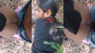 जंगल मे गर्लफ्रेंड को खड़े खड़े डॉगी पोज़ मे चोदा