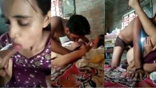 घर पे अकेली विलेज गर्ल अपने बॉयफ्रेंड का लंड चूसके टाँगे उठाके चुदी