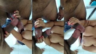 दो गे इंडियन आदमियों के तगड़े लंड से खेलती औरत