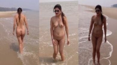 समंदर किनारे नंगी घूमती सेक्सी भाभी का वायरल वीडियो