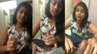 बॉयफ्रेंड के लंड के साथ हैंडजॉब ब्लोजॉब खेलती लड़की