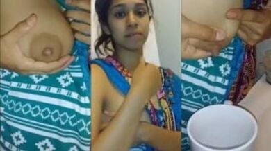 लडकी ने कप में डाला अपने बुब्स का दुध