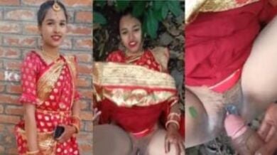 न्यूली वेड गर्ल की ख़ुल्ले मे चुदाई करता उसका प्रेमी