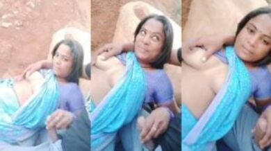 ख़ुल्ले मे देहाती भाभी के साथ मजे करता जवान लड़का