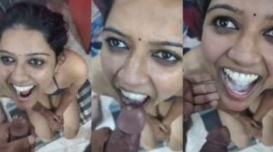 क्यूट गर्लफ्रेंड के मुँह पे गिराया वीर्य