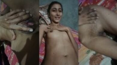 क्यूट स्लिम लड़की ने अपने बॉयफ्रेंड के लिये बनाई अपनी न्यूड वीडियो