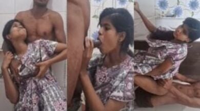 बाथरूम के अंदर गर्लफ्रेंड को लंड चूसाने के बाद घोड़ी बनाके चोदा