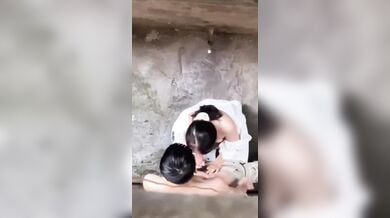 गलियारे में बीएफ को ब्लोजोब देती जीएफ को ऊपर से देखा