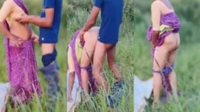 गोरी गांड वाली ऑन्टी को खड़े खड़े चोदा जंगल मे