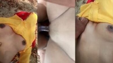 खुली जगह पत्थर पर देहाती औरत की हार्ड चुदाई