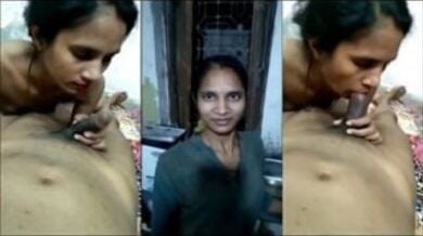 दुबली पतली बीवी ने पति के लंड को दिया ब्लोजॉब