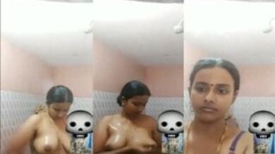 खूबसूरत तमिल बीवी यार के लिए वीडियो कॉल पर नंगी नहाई