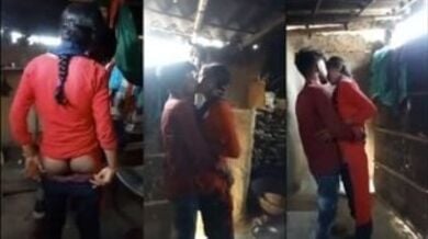 गरीब देहाती प्रेमी जोड़े ने झोपड़ी में किया किसिंग रोमांस