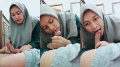 सुन्दर हिजाब मुस्लिम लड़की अपने छोटे भाई को मुखमैथुन दे रही है