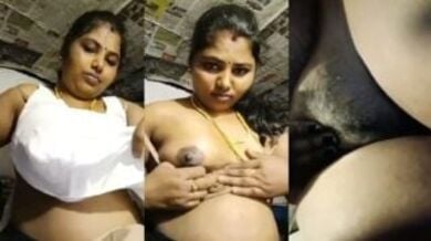 गाँव की सुन्दर भाभी ने अपने बूब्स को दबाते हुए दिखाई चुत