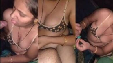 लंड पर कंडोम लगाने से पहले बीवी ने दिया ब्लोजोब