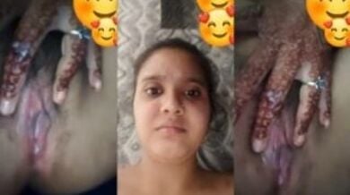 मेहंदी वाली उंगलियों से वीडियो कॉल पर हस्तमैथुन करती होने वाली दुल्हन