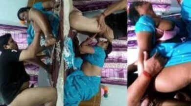 सारी पहनी मोटी भाभी ने लवर के लंड की चूसकर चुदी