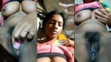 गरीब देहाती लड़की ने अपनी झांटों वाली बुर में की उंगली