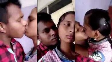 तमिल स्टूडेंट लड़की की अपने बॉयफ्रेंड के साथ हॉट स्मूचिंग