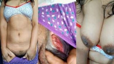 ब्रा पैंटी बाजू में खिसकाकर लड़की ने खोलकर दिखाई अपनी चूत और बड़े बूब्स