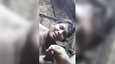 साउथ की आंटी ने झोपड़े में लंड चूसा