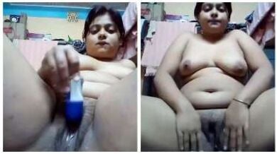 मोटी लड़की ने किया छोटी बोतल से चूत का मैथून