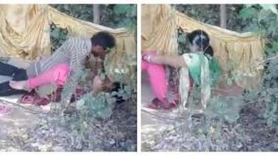 झाड़ियों में चुदाई करता देहाती जोड़ा