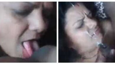 दोस्त की माँ के चेहरे पर माल गिराया