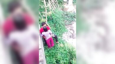 वॉल कंपाउंड की आड़ में चुदाई करता कपल