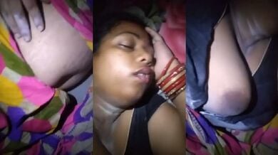 गहरी नींद मे सोई माँ के बूब्स का बनाया वीडियो