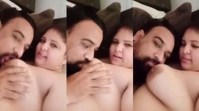 पति को अपने बिग बूब्स चुसवाती पत्नी