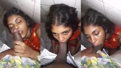 पब्लिक टॉयलेट मे बॉयफ्रेंड को डीप ब्लोजॉब देती लड़की