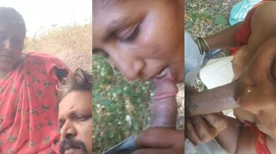 जंगल मे अपने आशिक का लंड चूसती तेलगु भाभी