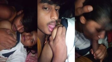 गर्लफ्रेंड के टाइट बूब्स को सक कर चूसाया उसको बडा लंड