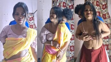 साड़ी पहनी सेक्सी भाभी के साथ जवान लड़के ने किया रोमांस